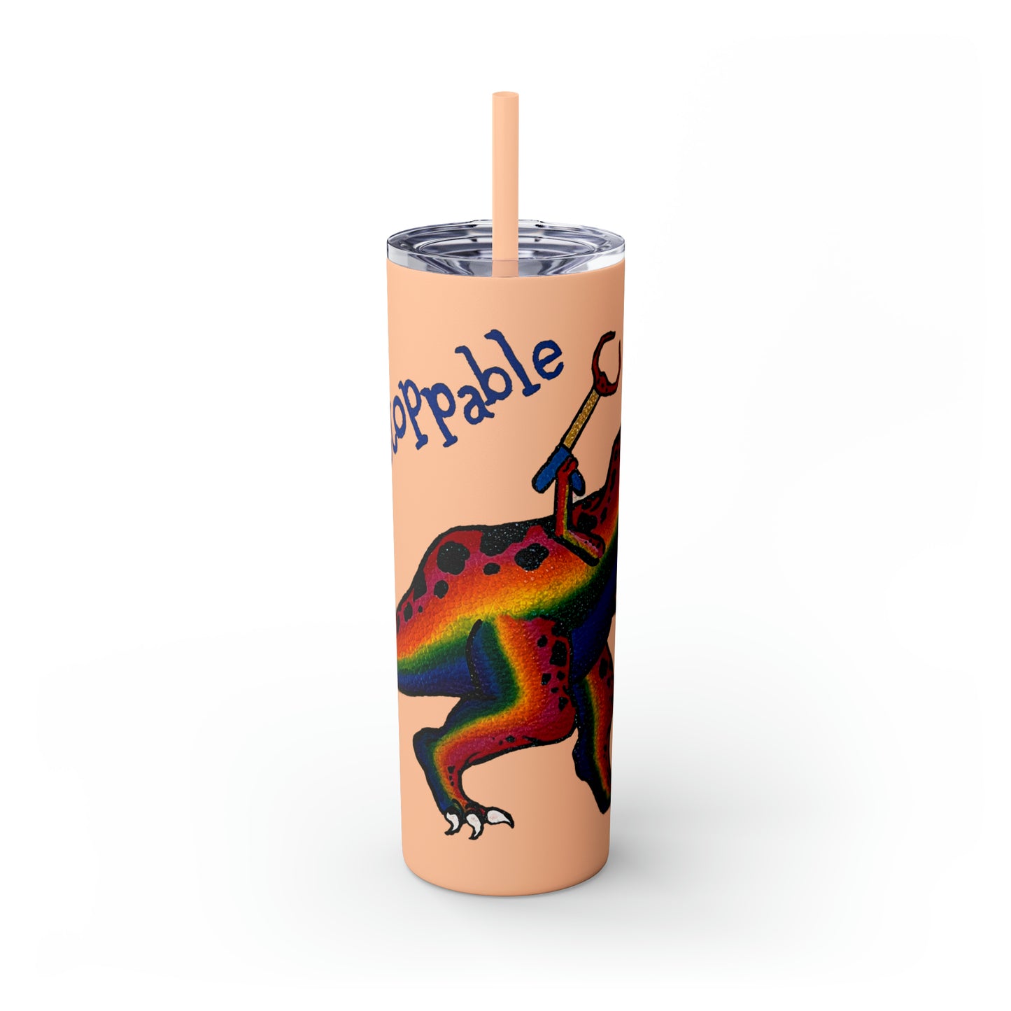 Unstoppable T-Rex Skinny Tumbler with Straw