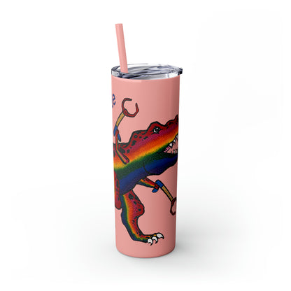 Unstoppable T-Rex Skinny Tumbler with Straw