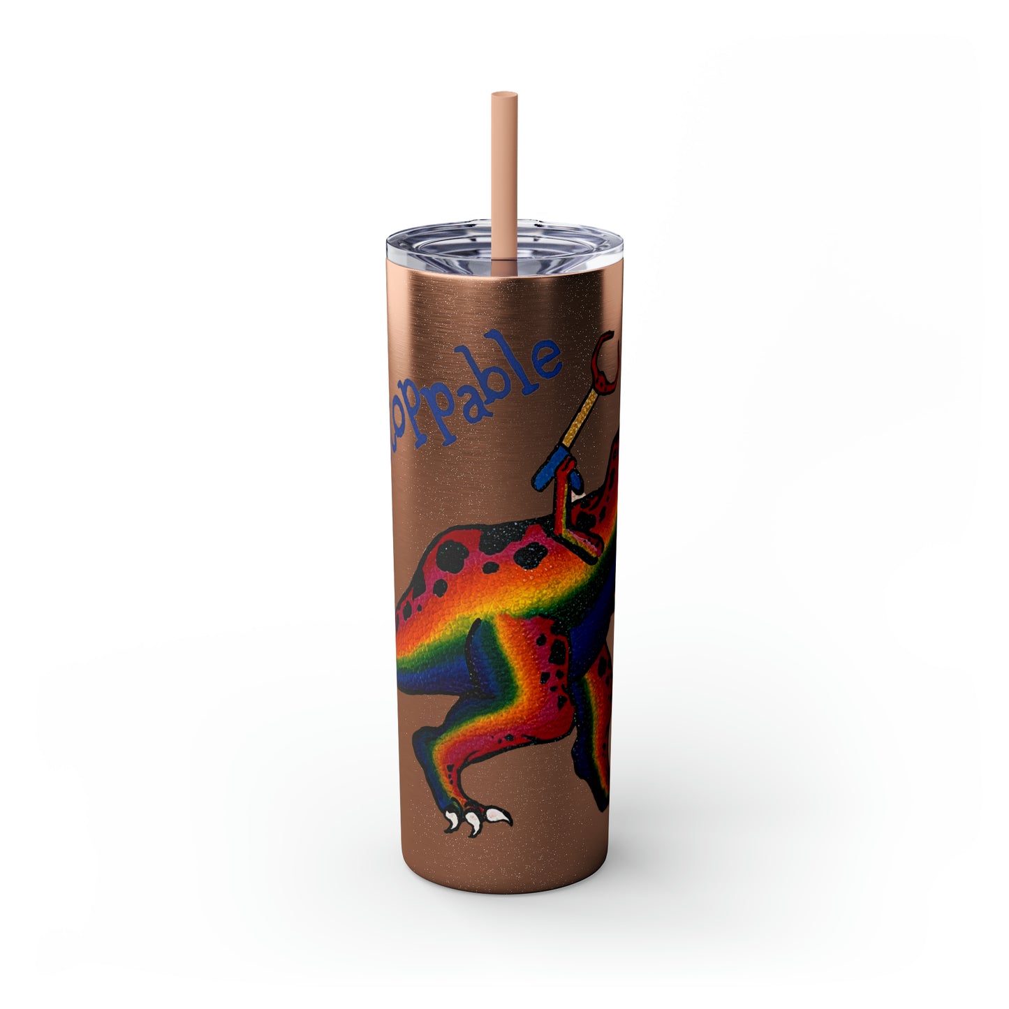 Unstoppable T-Rex Skinny Tumbler with Straw