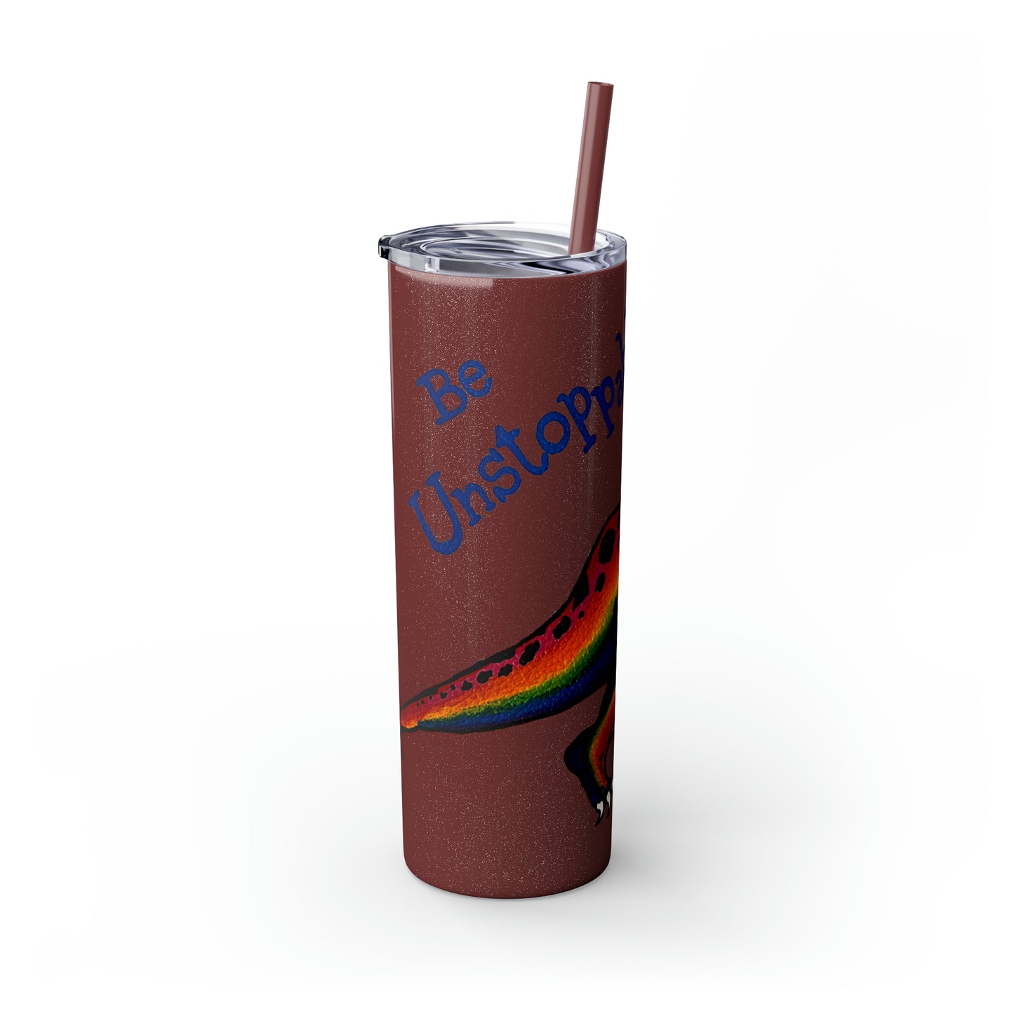 Unstoppable T-Rex Skinny Tumbler with Straw