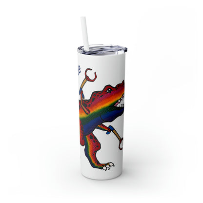 Unstoppable T-Rex Skinny Tumbler with Straw