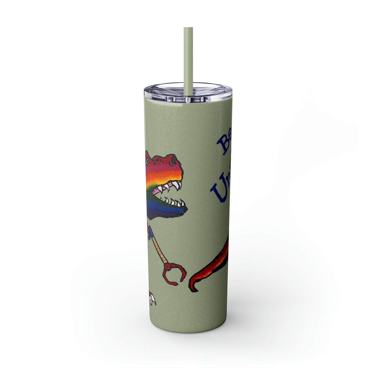 Unstoppable T-Rex Skinny Tumbler with Straw