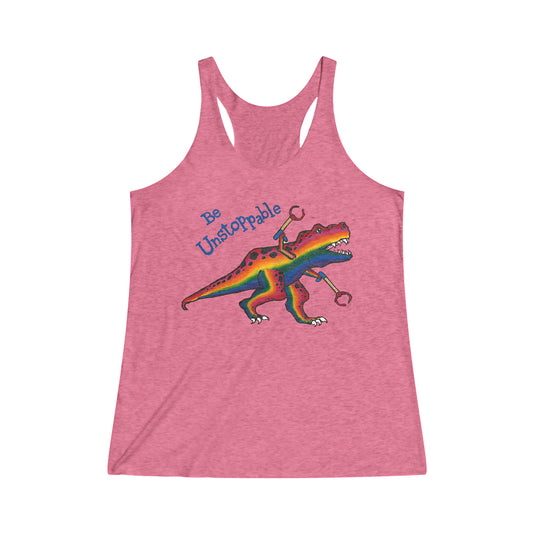 Unstoppable T-Rex Women's Tri-Blend Racerback Tank