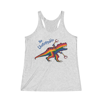 Unstoppable T-Rex Women's Tri-Blend Racerback Tank