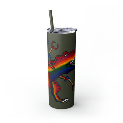 Unstoppable T-Rex Skinny Tumbler with Straw