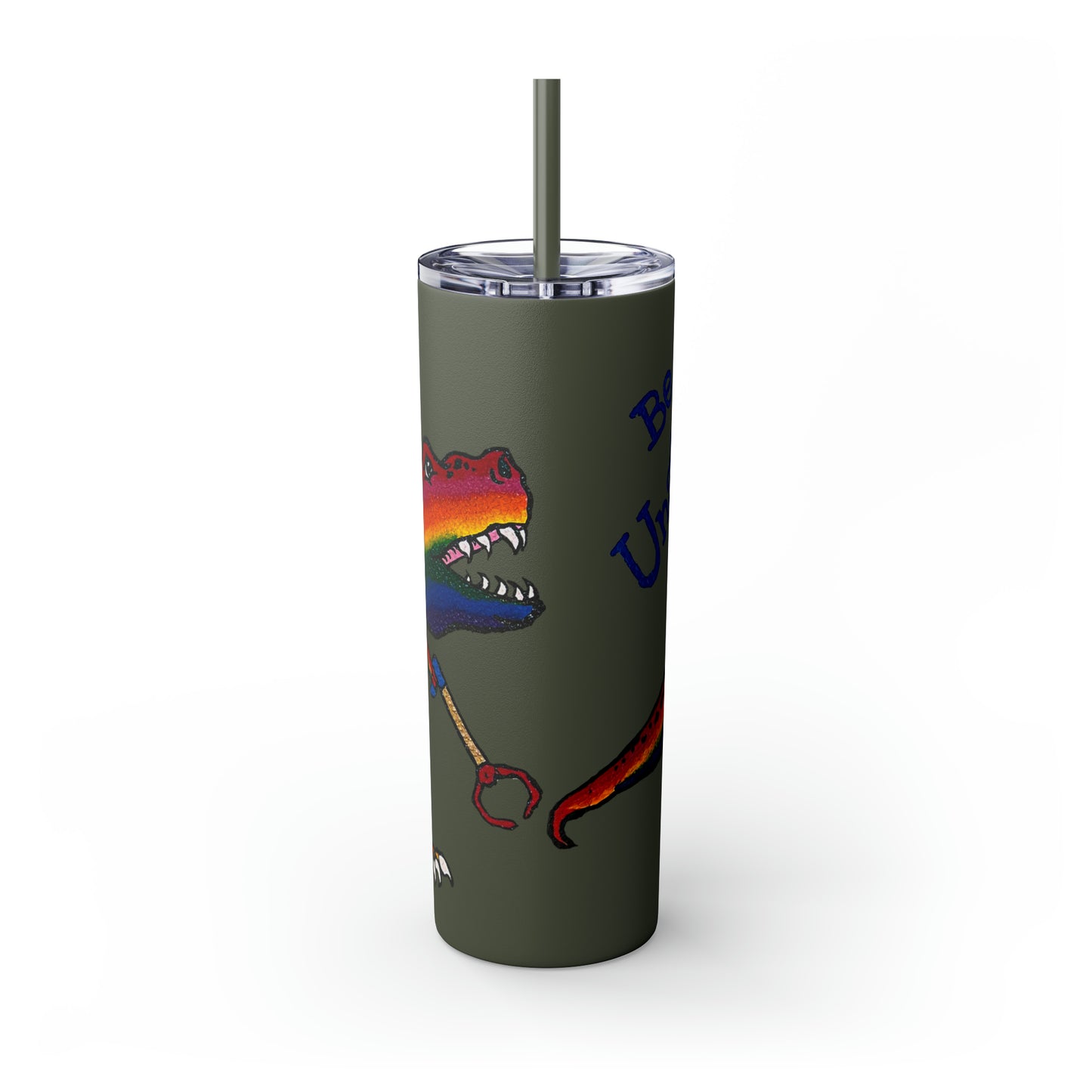 Unstoppable T-Rex Skinny Tumbler with Straw