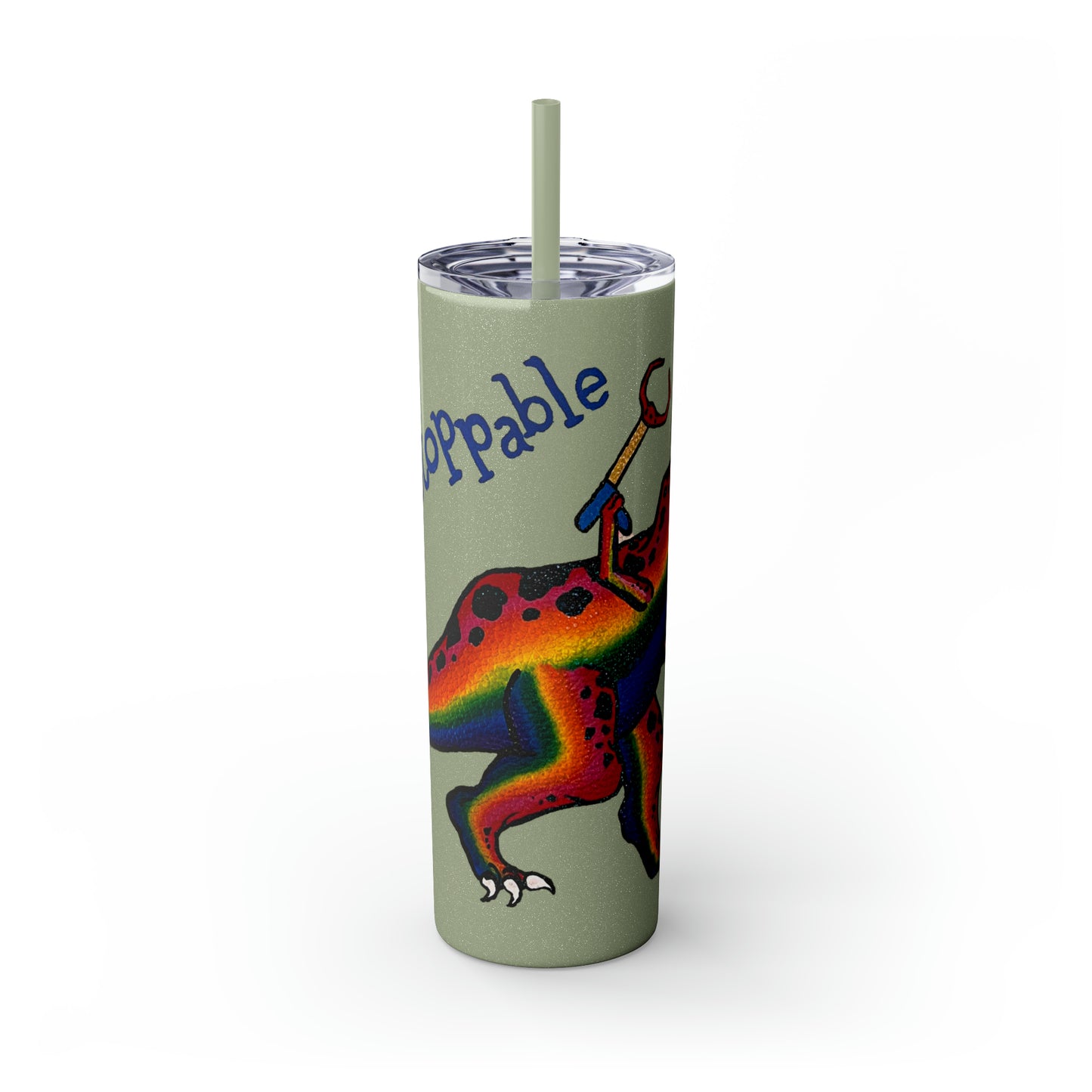 Unstoppable T-Rex Skinny Tumbler with Straw