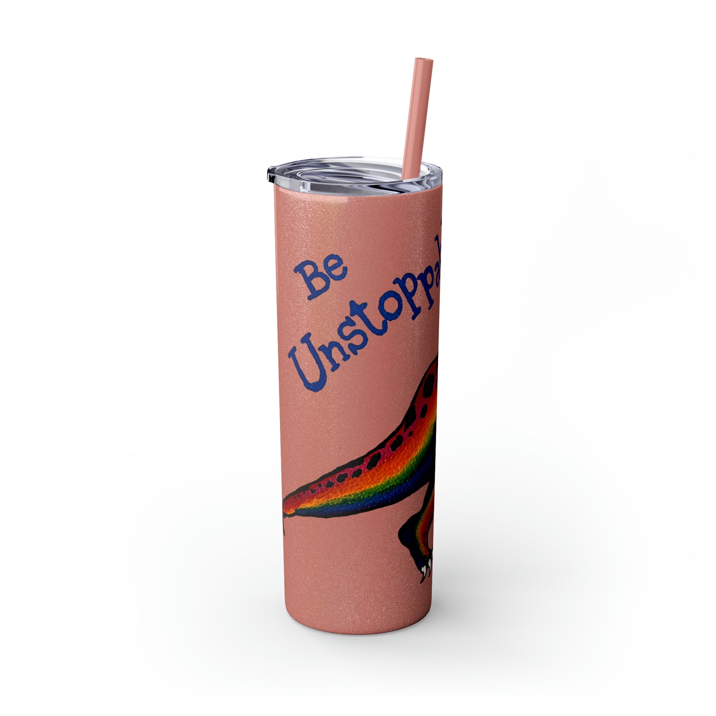 Unstoppable T-Rex Skinny Tumbler with Straw