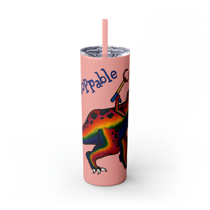 Unstoppable T-Rex Skinny Tumbler with Straw