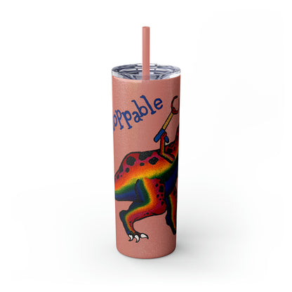 Unstoppable T-Rex Skinny Tumbler with Straw