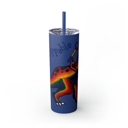 Unstoppable T-Rex Skinny Tumbler with Straw