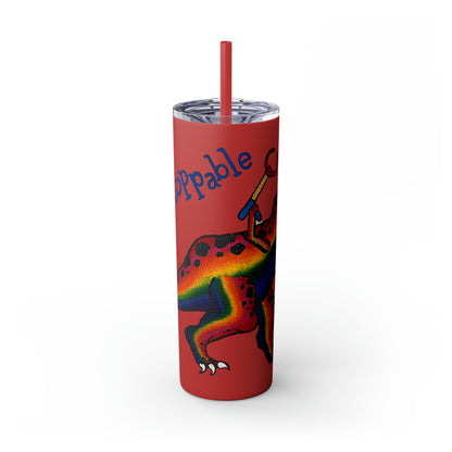 Unstoppable T-Rex Skinny Tumbler with Straw